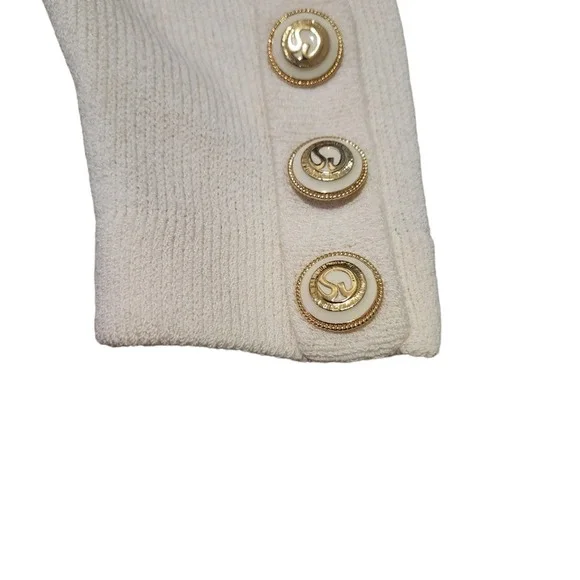 St. John cream knit draped cardigan size large